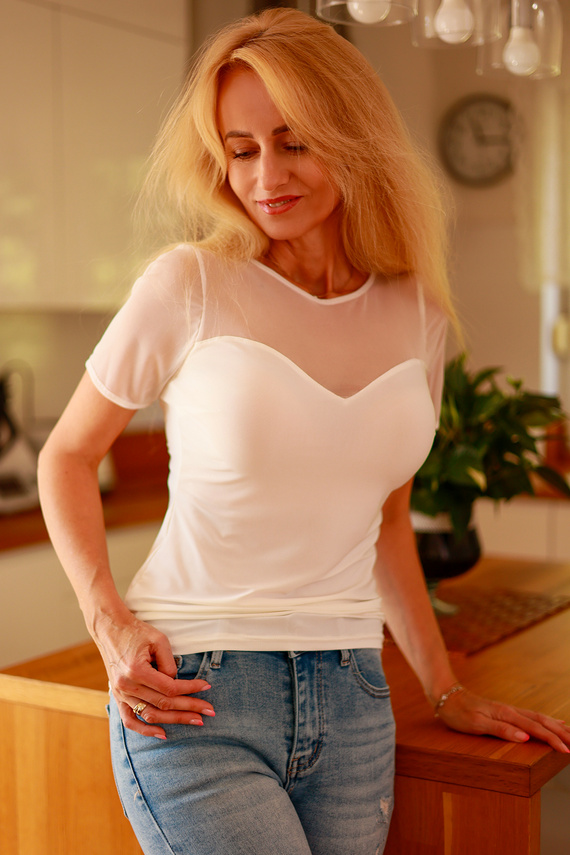 Celia Mirale camicetta da donna - microfibra, top trasparente, taglio elegante - ecrù