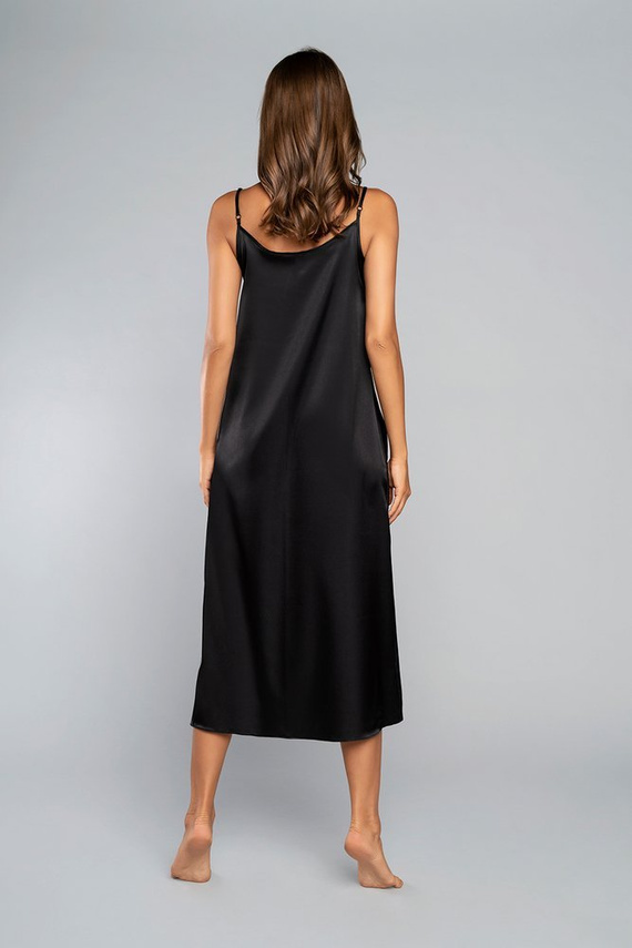 Camicia da notte touch con cinturino stretto, lunga Italia Fashion - nero