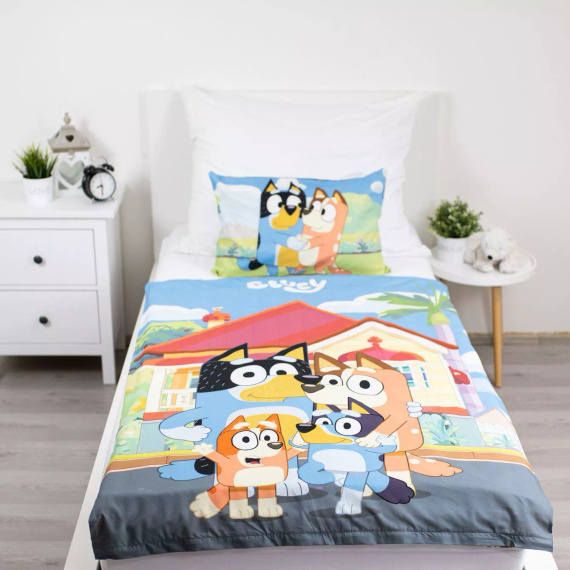 Biancheria da letto in cotone 100x135 Bluey 061 Blu 40x60 Jerry Fabrics