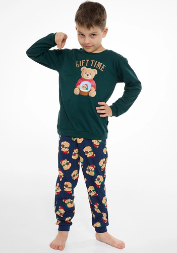 Cornette Gift Time Christmas 593/184 966/184 Pigiama Verde per Bambino 100% Cotone