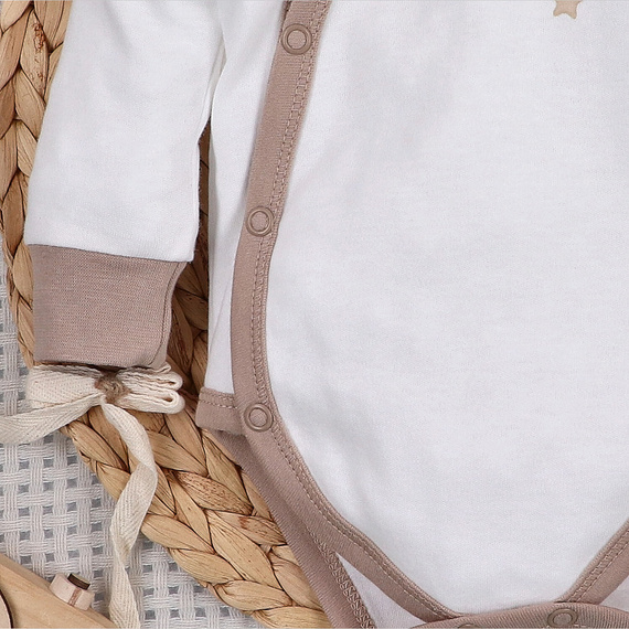 ABN-5502 Sky Journey Nini ecrù - Body a busta - Cotone biologico per neonato