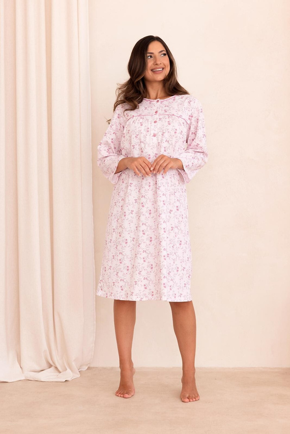 Camicia da notte Regina 2013 7/8 Blu 100% Cotone Manica lunga