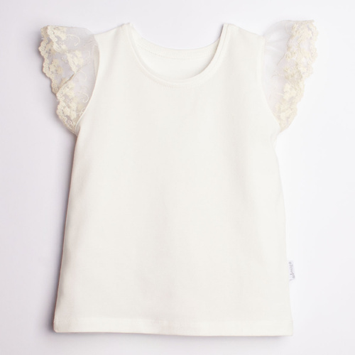 Blusa 221138 Nicol bianca cotone con pizzo elegante bambina