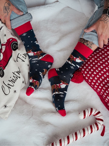 1290-035 Renna con imbracatura calze natalizie da uomo Milena blu navy