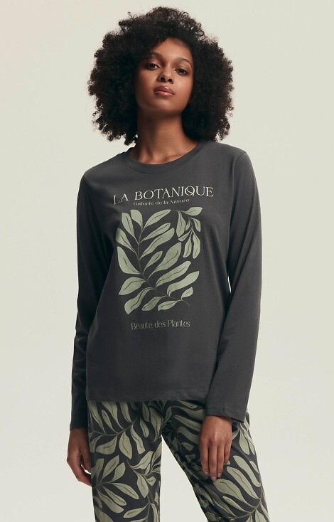 43685 Danna Pigiama donna Henderson grigio - cotone, stampa botanica