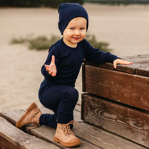 Leggings Merino Eevi - blu navy, in lana merino, cresce con il bambino
