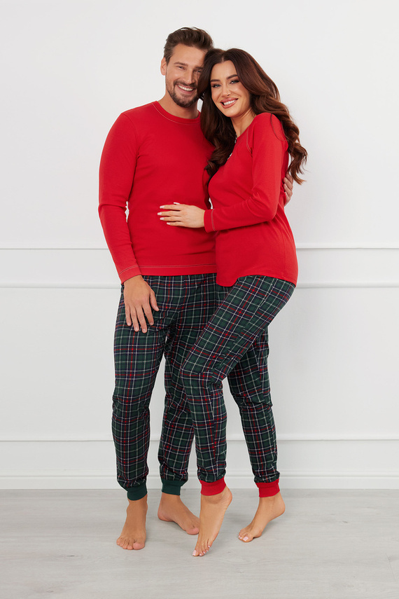 Foggia Pigiama donna manica lunga, pantalone lungo Moda italiana - rosso/stampa