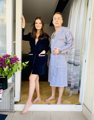 424 Lampas Accappatoio da donna - blu navy