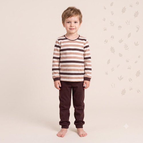 227038 Nicol BENEK Pigiama bambino 100% cotone righe marrone