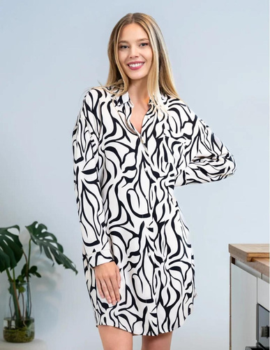 PDK4800-003 Camicia da notte Moraj crema - viscosa, manica lunga, abbottonata