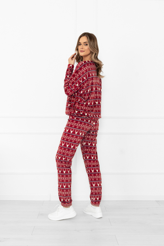 Set da donna Navara - set in pile con motivo natalizio con renne Italian Fashion - bordeaux