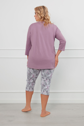 Ibena Pigiama donna manica 3/4, pantalone 3/4 Moda italiana - erica/stampa