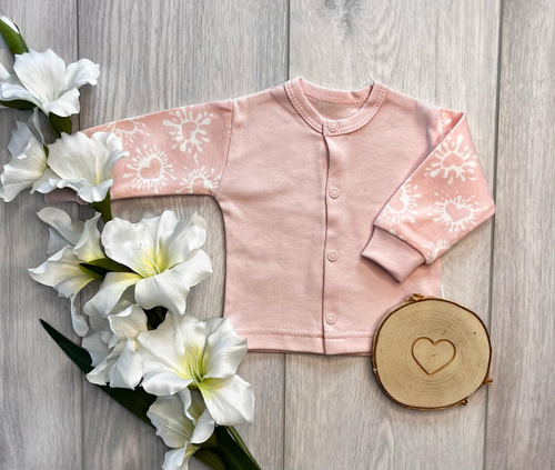 Kaftanik niemowlęcy Mamatti KA16310 rosa in cotone con chiusura a pressione