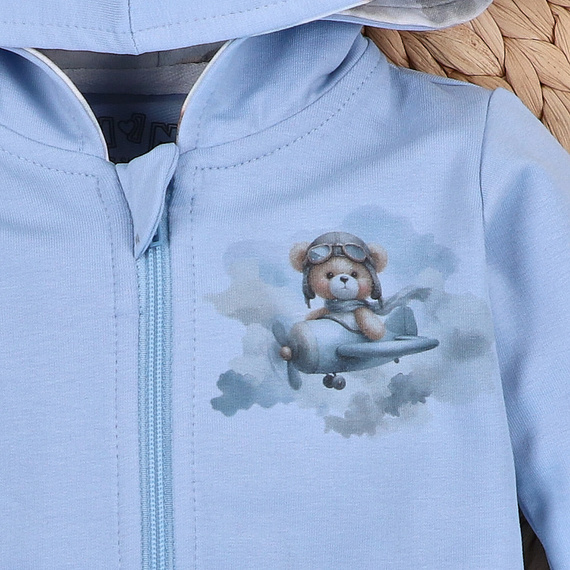 NINI Baby Bear Pilot felpa neonato biologica con zip ABN-5751/BLE