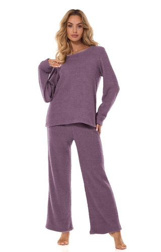 2414 Set donna Homewear L&L amethyst - camicetta e pantaloni in morbido tessuto a maglia