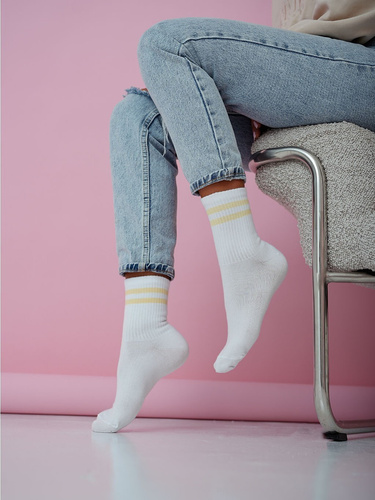 Calze donna cotone Milena 0200-212 – a coste comode quotidiane yellow