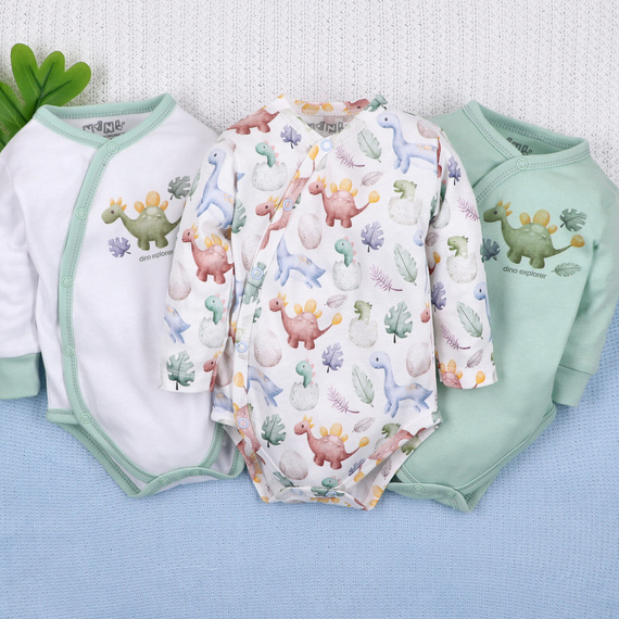 ABN-5563 Dino Explorer Nini busta corpo menta | cotone organico per neonato