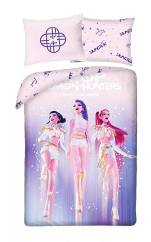 Halantex Biancheria da Letto in Cotone K-POP Demon Hunters 01 140x200 70x90 Rosa
