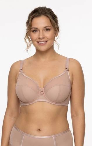 Biustonosz semi soft Azal Zoja beige, półusztywniany, z mikrofibry i siateczki