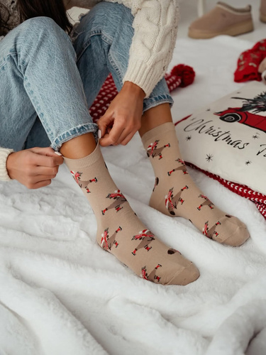 1283.041 Capibara sui pattini Calzini Milena - Donna Natale, Beige
