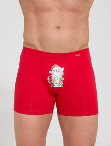 007/84 Cat 2 Boxer da uomo Cornette Christmas in cotone aderenti con motivo natalizio