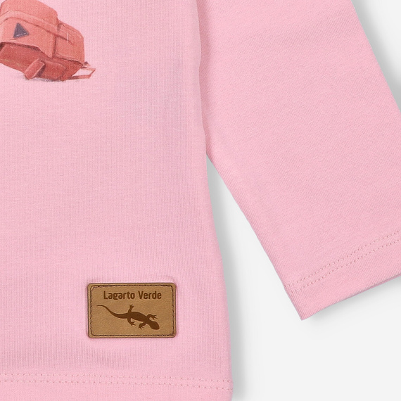 KAR-3011 Camicetta da bambina a maniche lunghe Lagarto Verde rosa - elegante, cotone, produzione polacca
