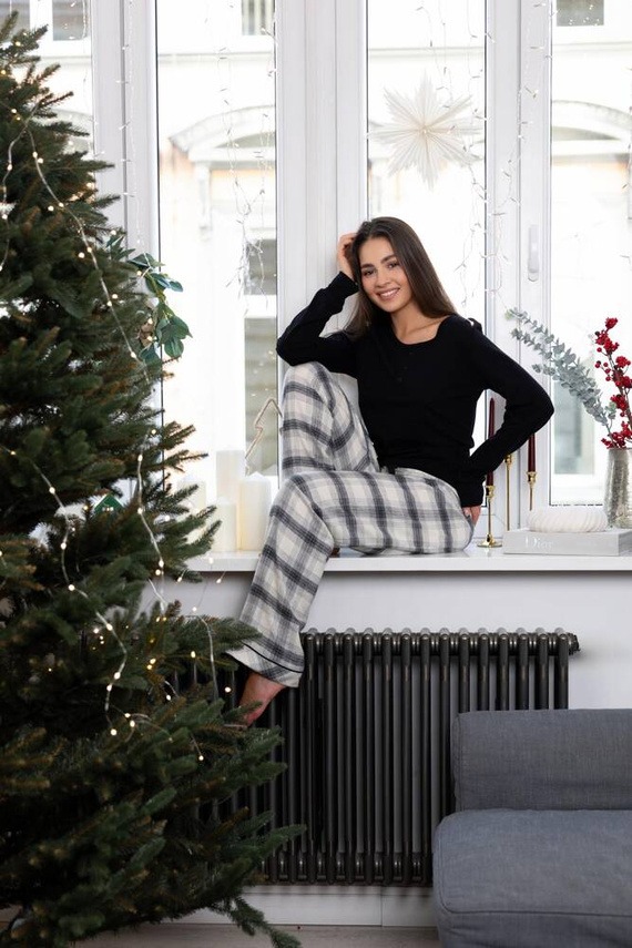 Pigiama di flanella da donna Blanche Sensis - nero