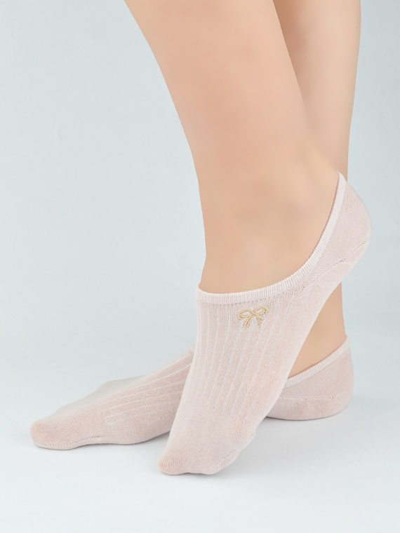 Ballerine donna Noviti ST097 in cotone a coste con ricamo decorativo