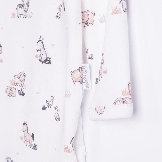 228095 Nicol FARMA Body neonato manica lunga cotone animali crema