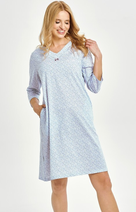 3449 Debora Camicia donna Taro - 100% cotone, manica lunga, tasche, scollatura con bottoni