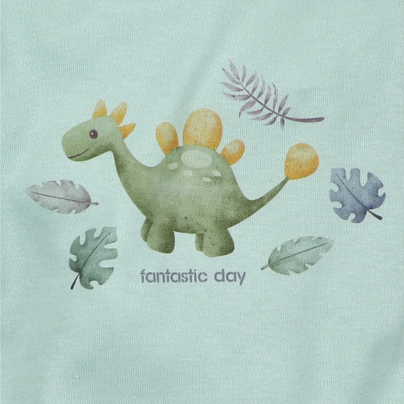 ABN-5566 Corpo Dino Explorer in cotone organico Nini menta in cotone organico, manica lunga