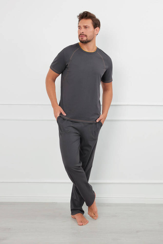 Salomon Pigiama uomo manica corta, pantaloni lunghi Moda italiana - grafite/miele