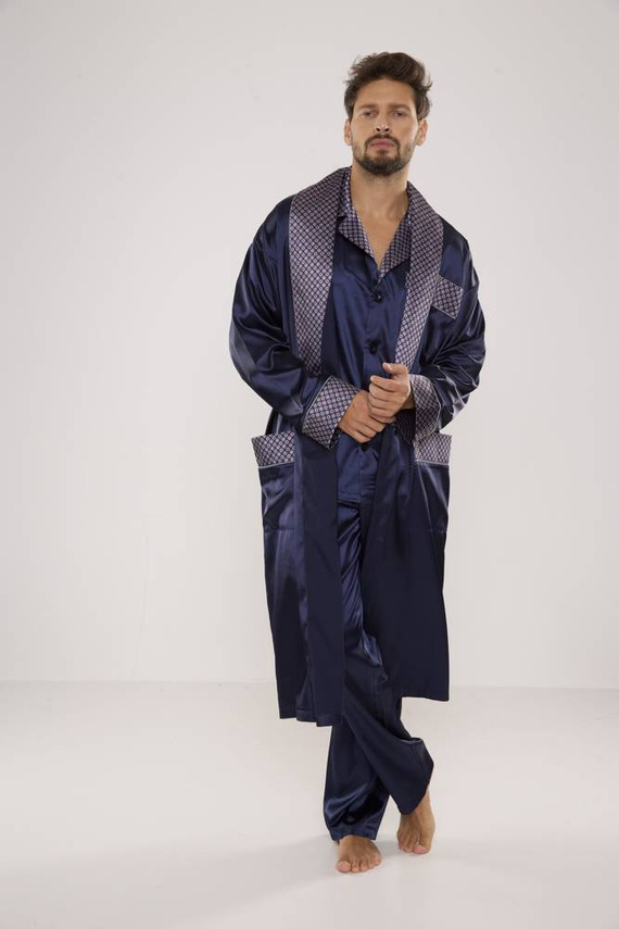 939 Pigiama da uomo in raso - blu navy