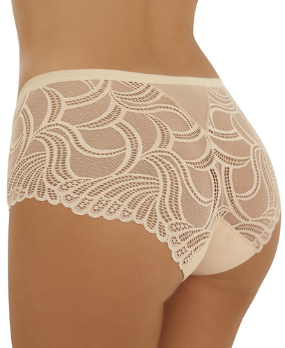  Slip da donna a vita alta in cotone beige con inserto in pizzo sul retro, marca Lori Emili.
