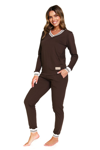 Doctor Nap 4504 - Pigiama da donna in cotone a coste - stile e comfort quotidiano - brownie
