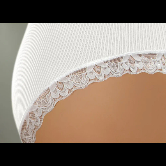 Slip donna Sesto Senso 6108 pizzo senza cuciture elastico comfort white