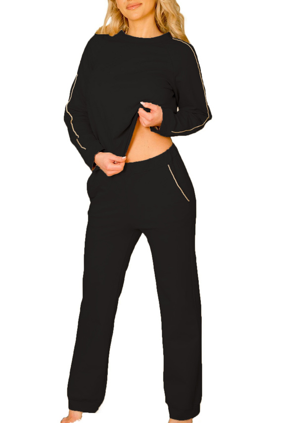 Maio tuta donna Mirale cotone 95% cotone 5% elastan, produzione polacca - set sportivo elegante - nero