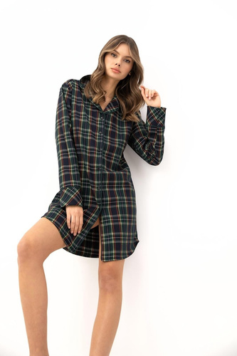 Sensis Skyler camicia da notte verde 100% cotone flanella a quadri