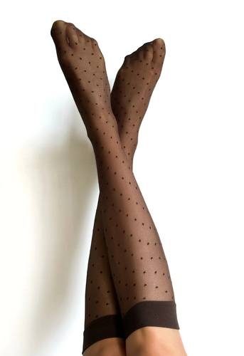 Puntini Veneziana cappuccino gambaletto - delicato, con orlo non pressato | Comfort ed eleganza