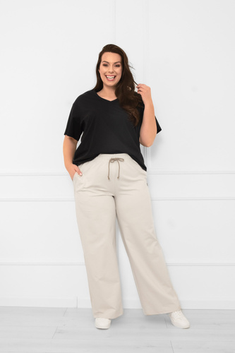 Pantaloni lunghi da donna Caro beige - pantaloni eleganti e alla moda in un colore alla moda