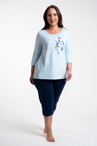 Arietta Pigiama da donna con maniche e pantaloni a 3/4 Moda italiana - blu