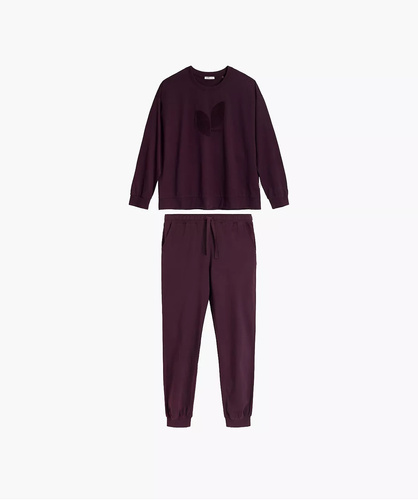 Pigiama donna NLP-501 Atlantic rosa-verde - 100% cotone effetto pesca, manica lunga, pantaloni con tasche | Calore e comfort Premium