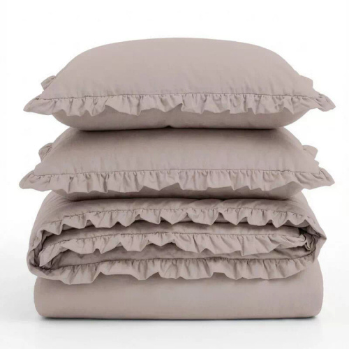 Biancheria da letto in cotone con balza Eurofirany 100% cotone con cerniera colore polvere