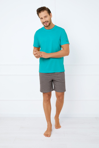 Krystian Pigiama da uomo a maniche corte, pantaloncini Moda italiana - turchese