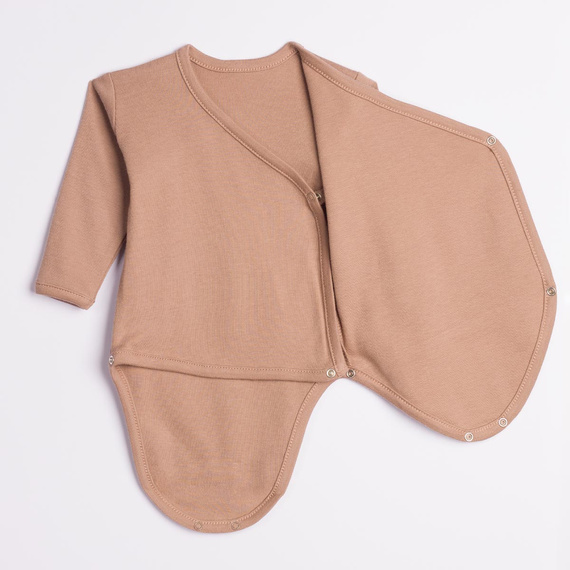 227097 Nicol BENEK Body incrociato 100% cotone marrone manica lunga