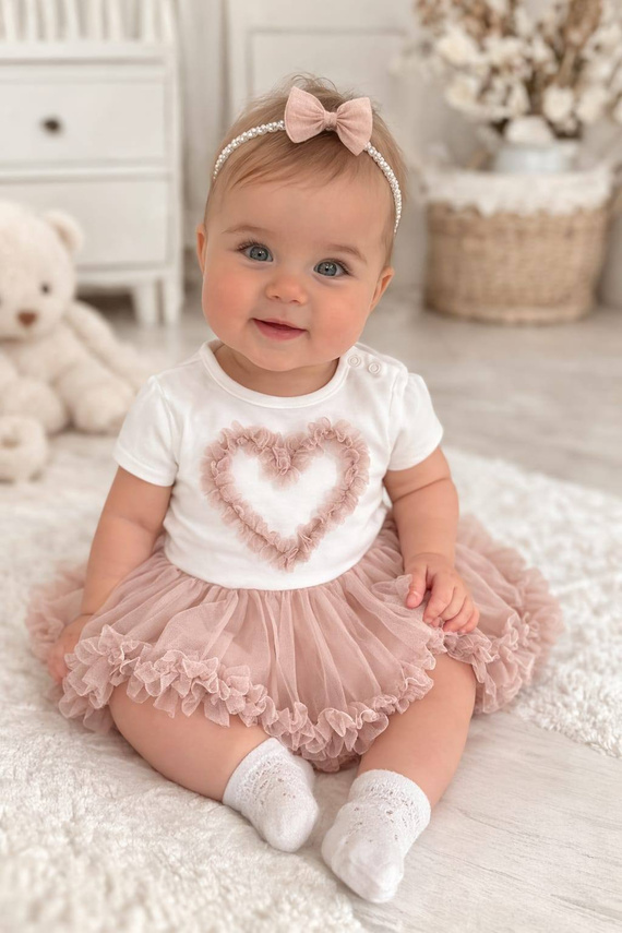 Body vestito Mia Bambarillo neonata con gonna in tulle elegante