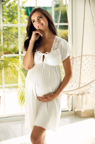 3012 Camicia da notte maternità e allattamento Lupoline ecru
