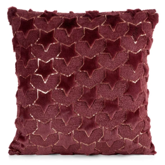 CHP313 Federa natalizia Eurofirany 45x45 con paillettes 3D stelle bordeaux
