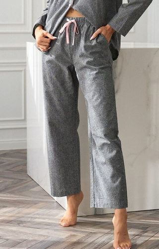 2534 Pantaloni pigiama donna L&L - cotone, melange, con tasche