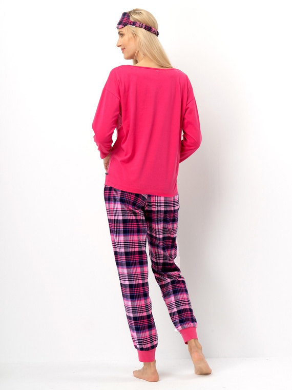 Pigiama donna LNS 491 Key fucsia - cotone, manica lunga, pantaloni di flanella